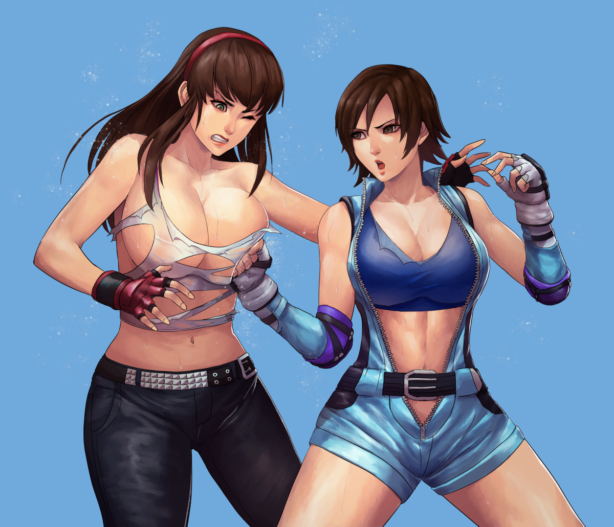 This is a pixiv picture whose title is Hitomi vs Asuka.