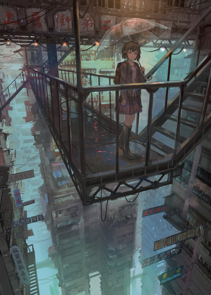 This is a pixiv picture whose title is 上層街.