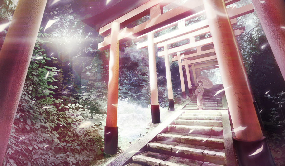 This is a pixiv picture whose title is 階段鳥居.