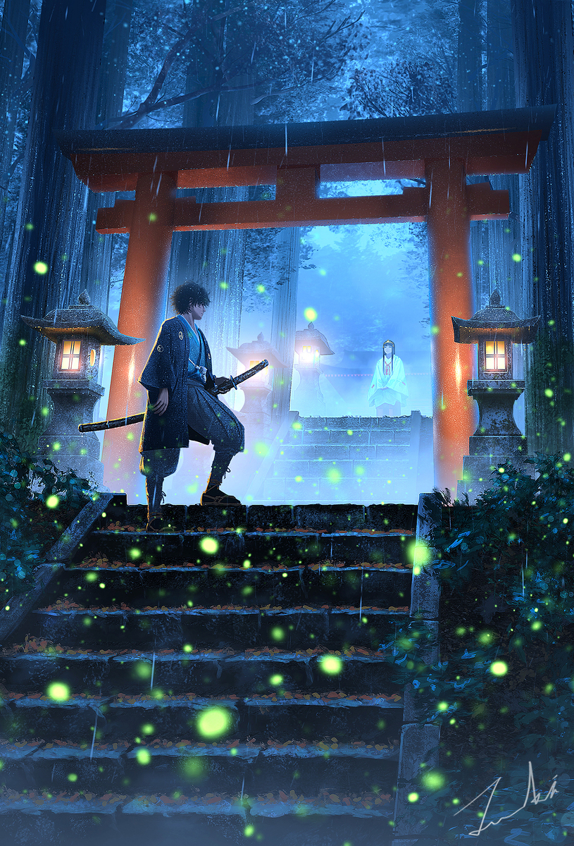 This is a pixiv picture whose title is 鬼人幻燈抄 葛野編 水泡の日々.