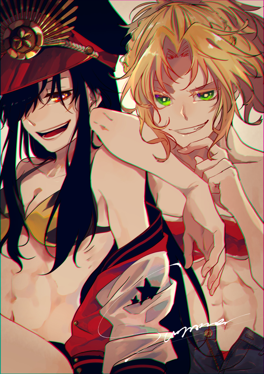 This is a pixiv picture whose title is わるい顔ふたり。.