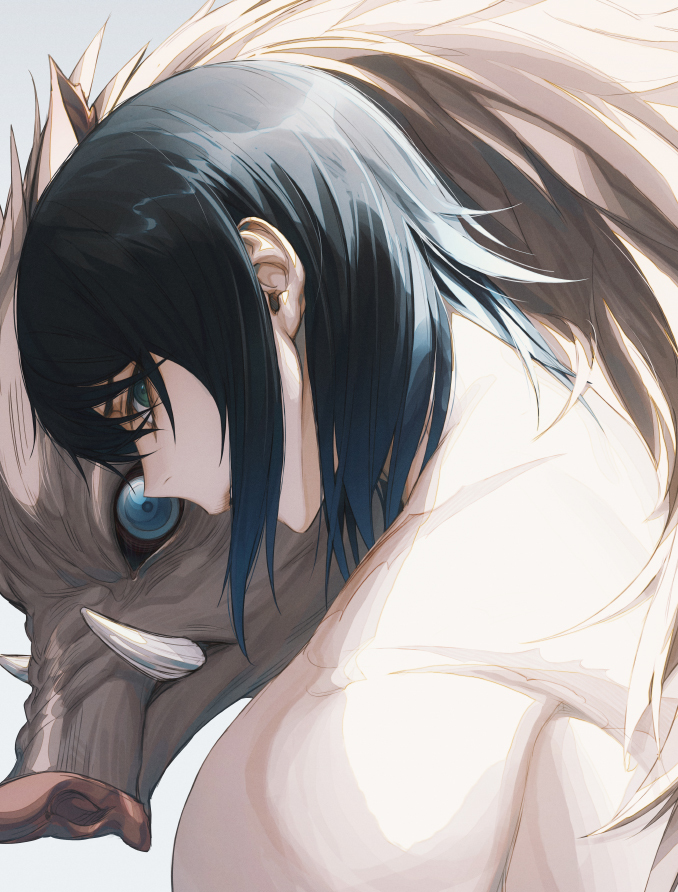 This is a pixiv picture whose title is 猪突猛進.