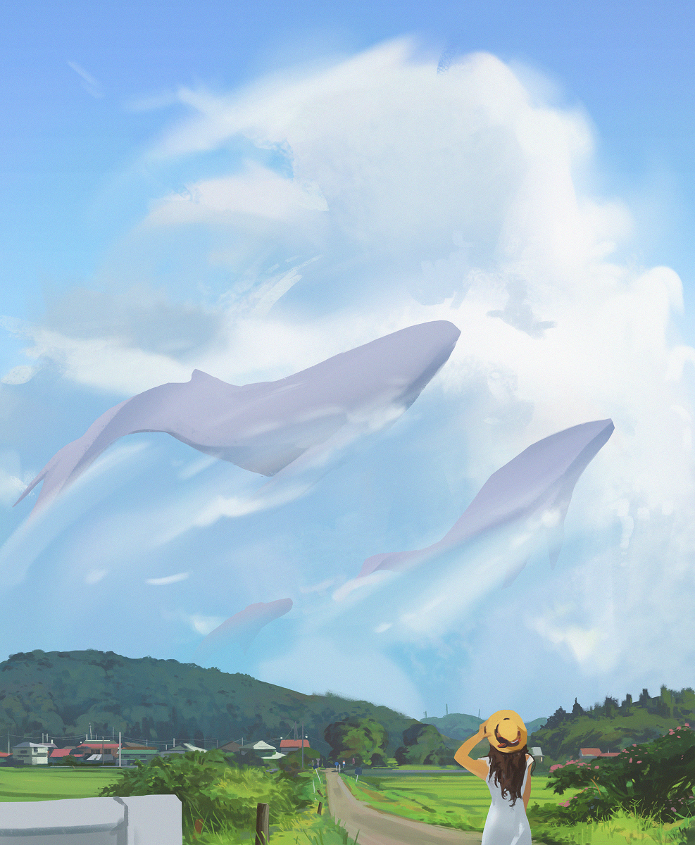 This is a pixiv picture whose title is Sky Whales.