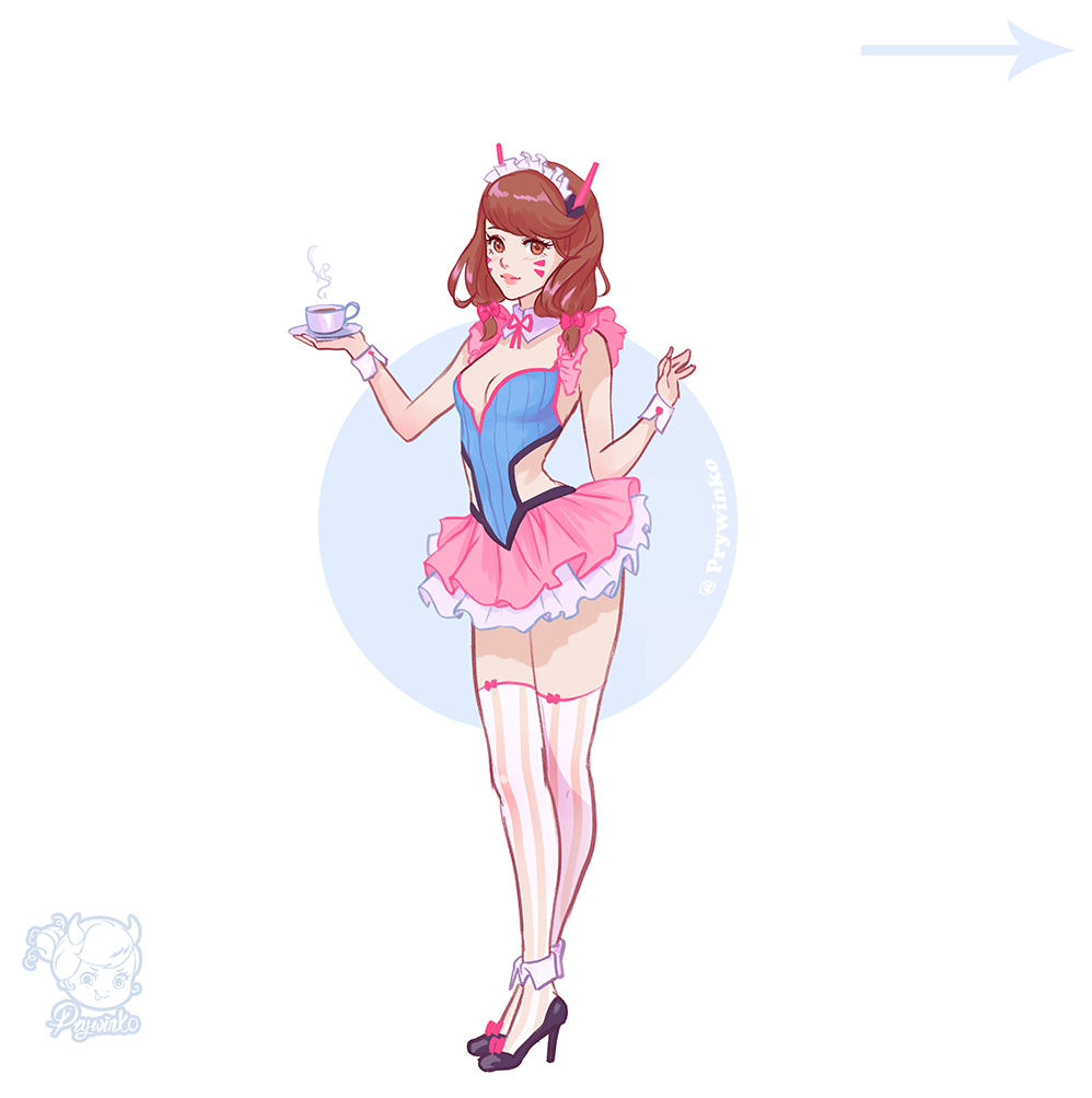 This is a pixiv picture whose title is Maid DVA routine.