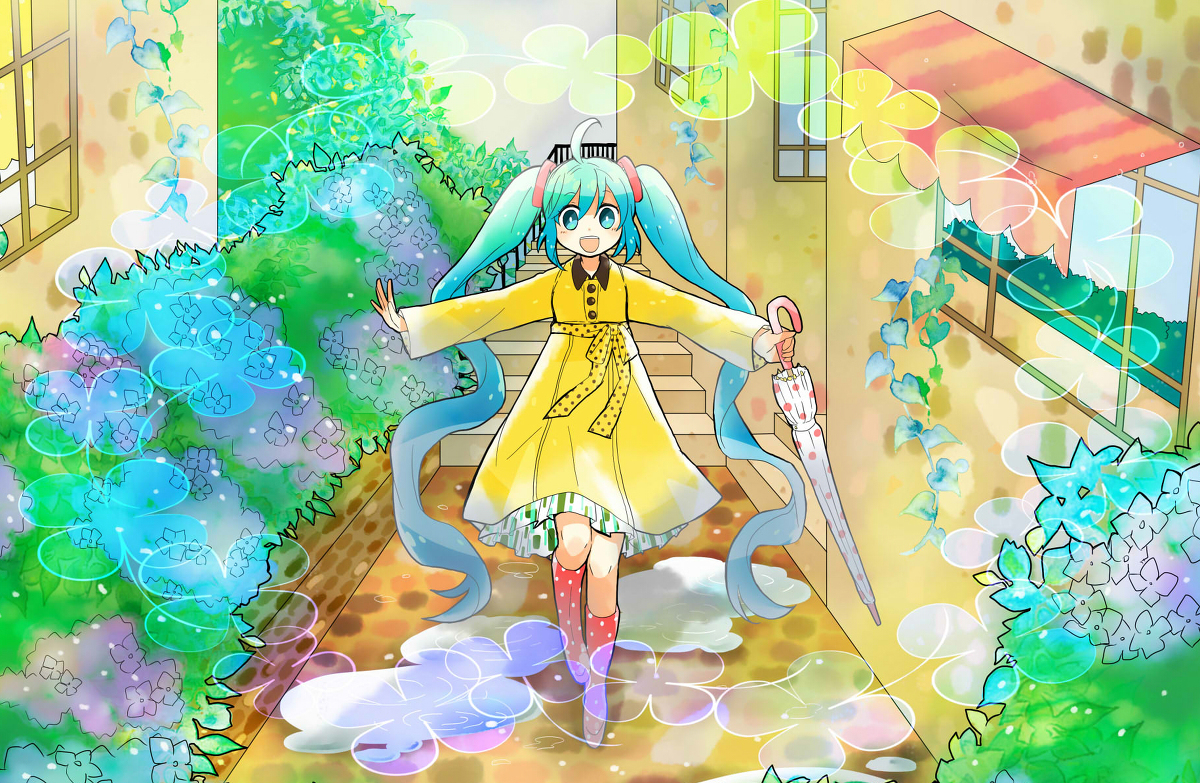 This is a pixiv picture whose title is 【MV】Rainy day/初音ミク.