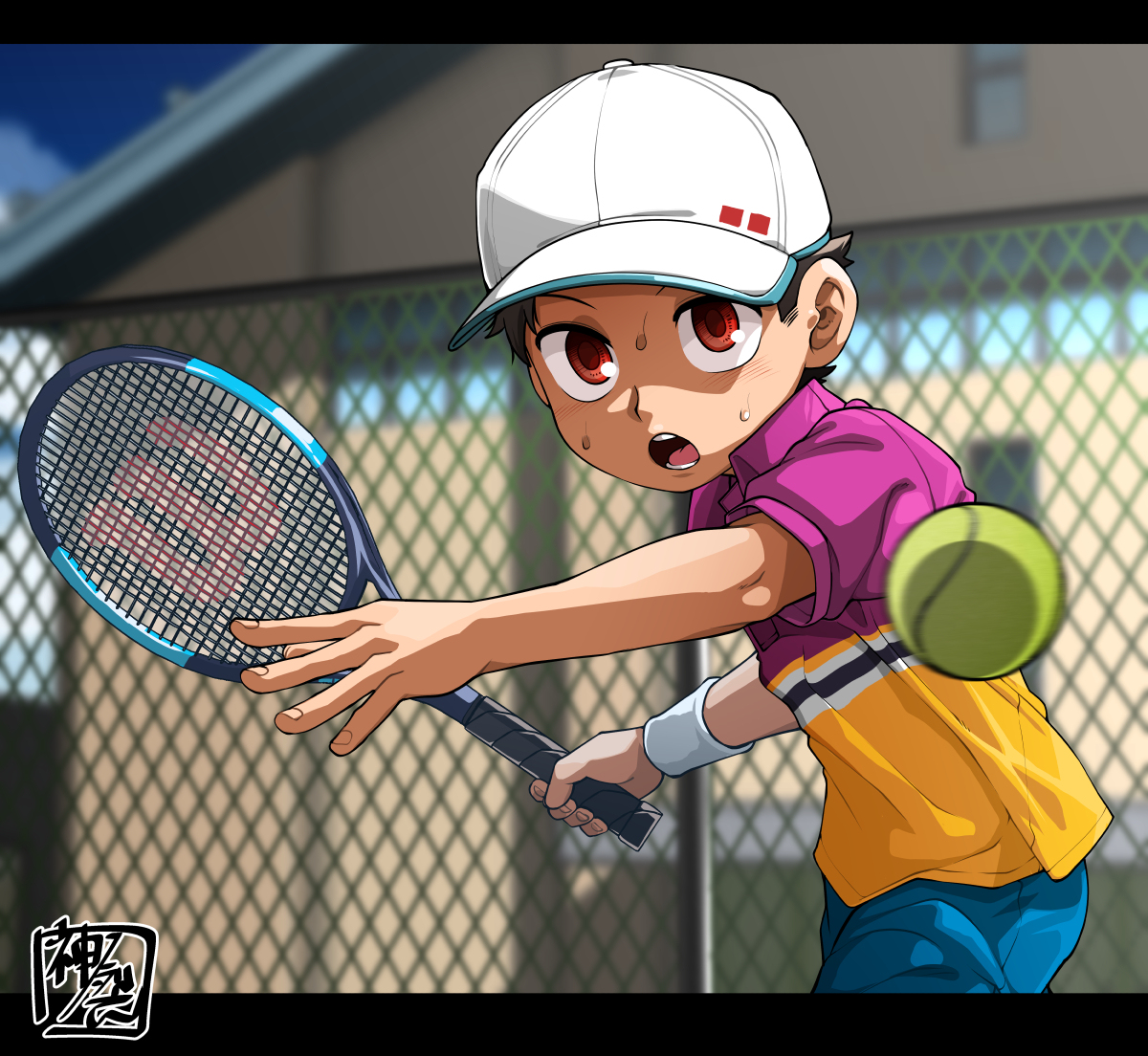 This is a pixiv picture whose title is 習作「テニス２」.