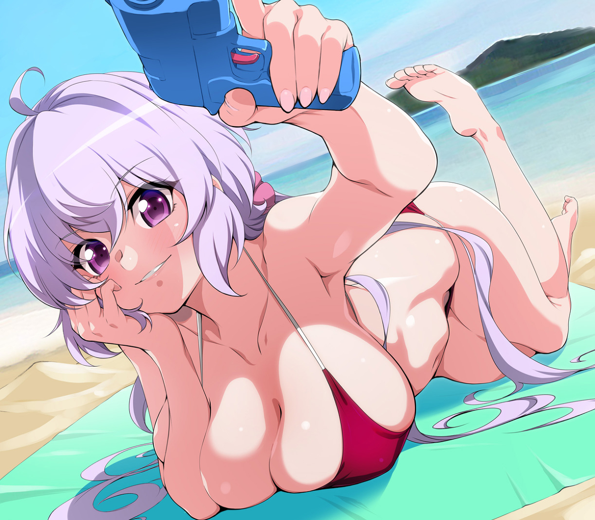 This is a pixiv picture whose title is 水着雪音クリス.