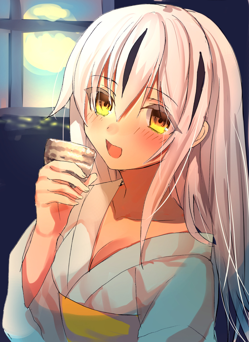 This is a pixiv picture whose title is 月見酒.