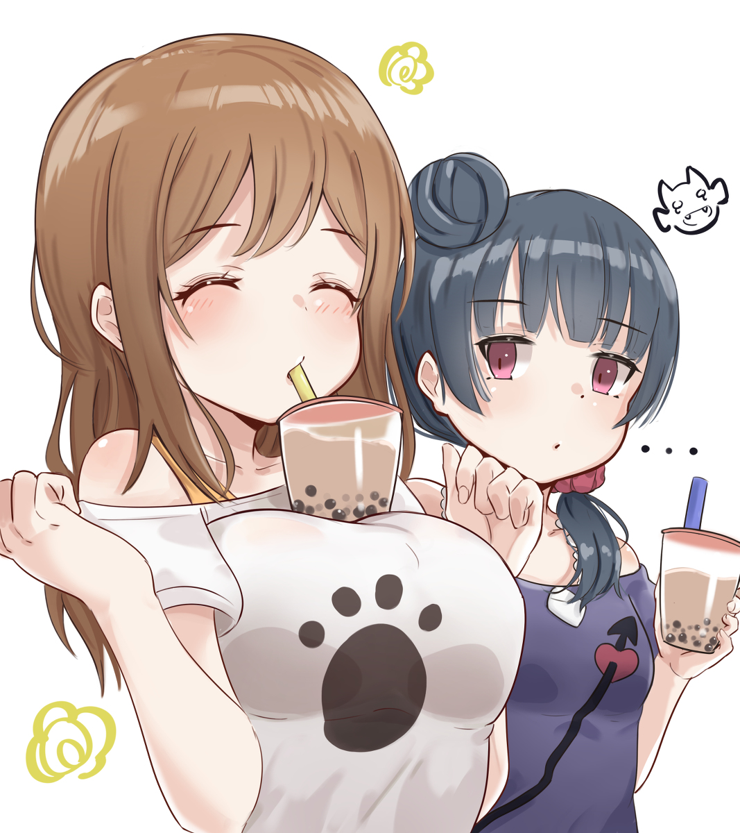 This is a pixiv picture whose title is マルのタピオカチャレンジ.