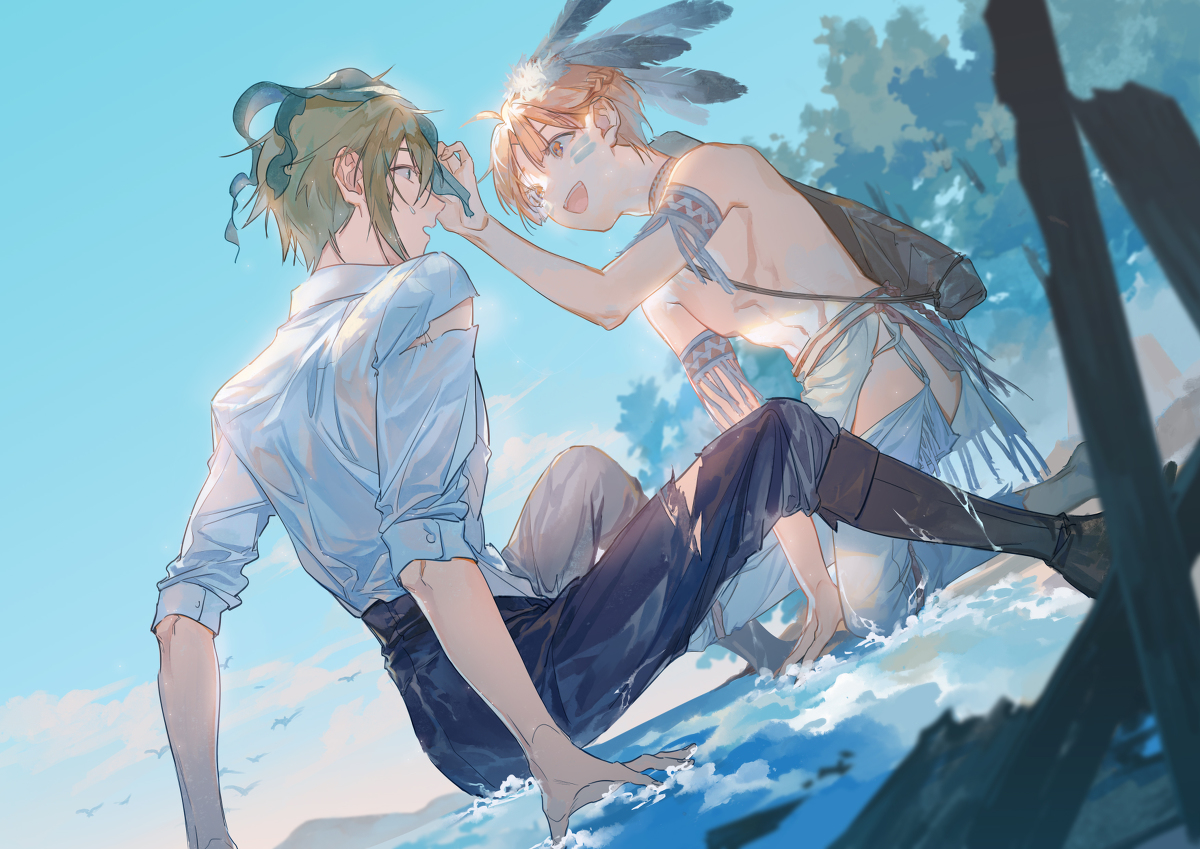 This is a pixiv picture whose title is 二哥和三月.