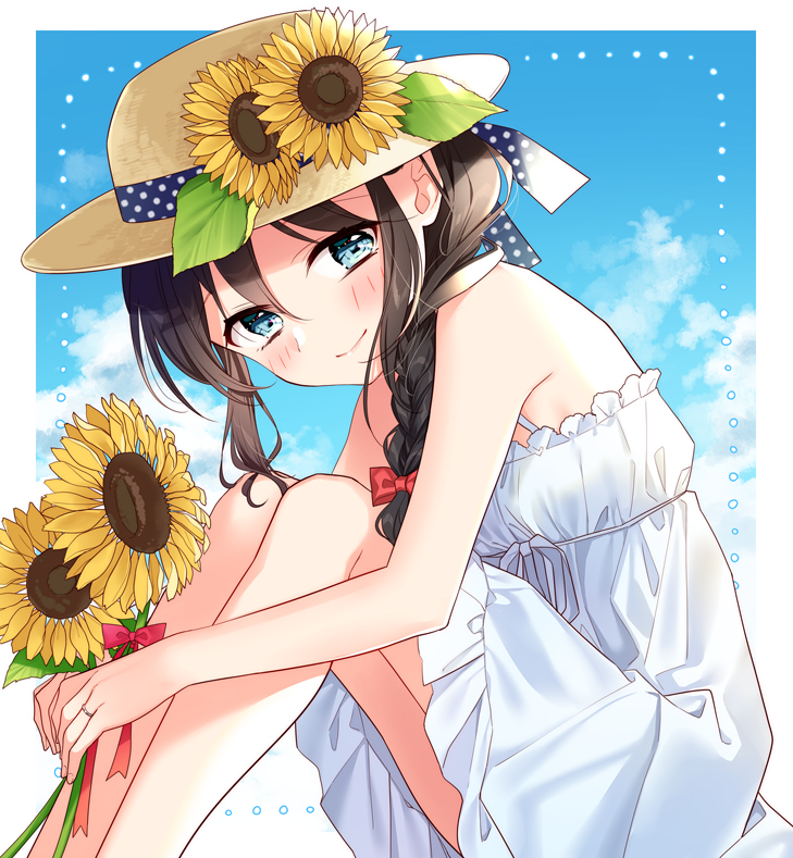 This is a pixiv picture whose title is 向日葵とワンピースと.