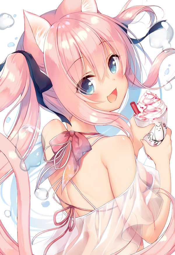 This is a pixiv picture whose title is ひとくち飲む？.