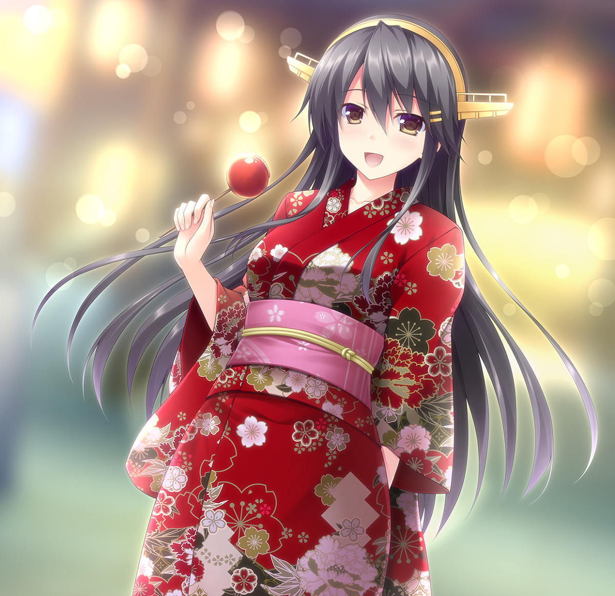 This is a pixiv picture whose title is 榛名と夏祭り.
