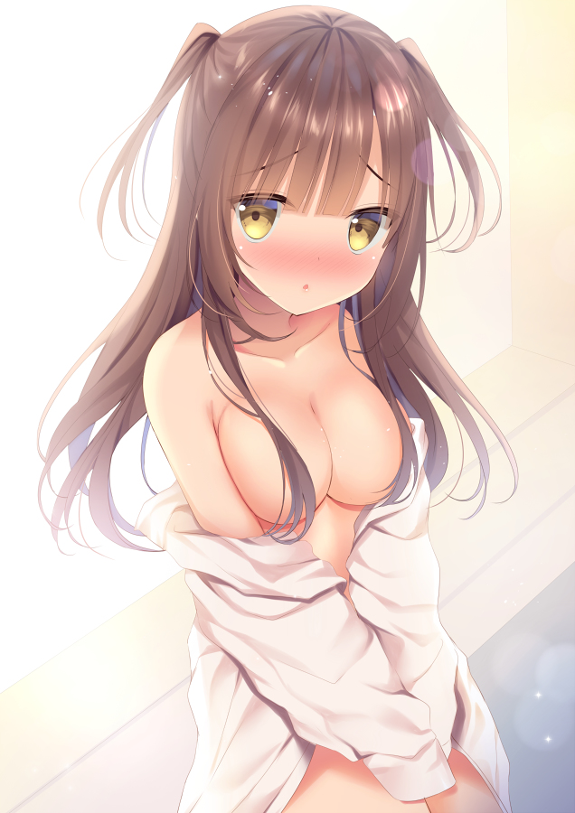 This is a pixiv picture whose title is どきどき彼シャツ.