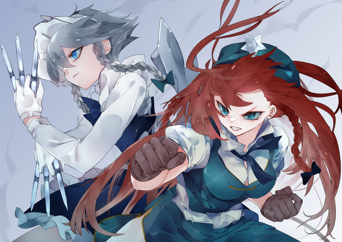This is a pixiv picture whose title is 美鈴×咲夜.