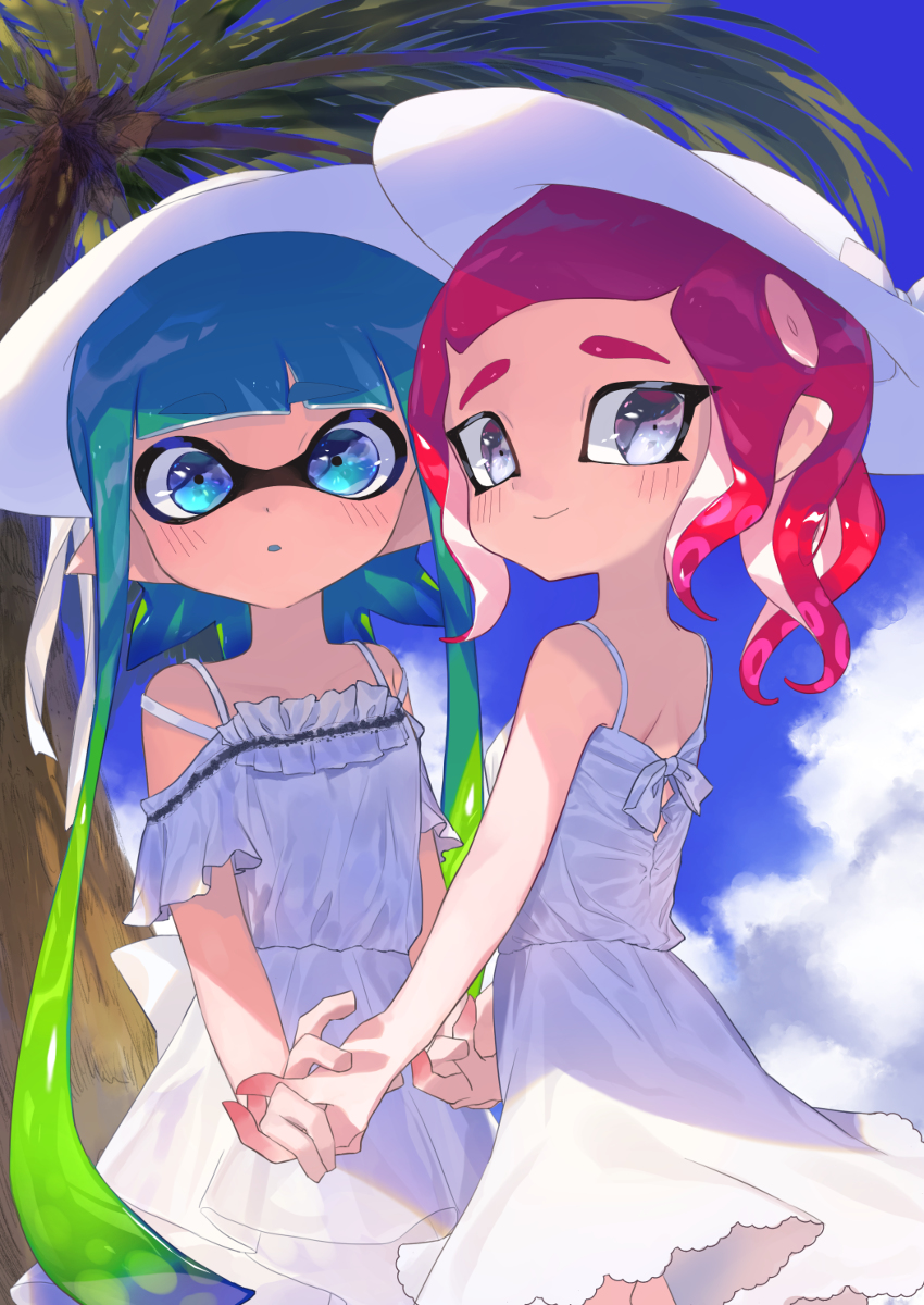 This is a pixiv picture whose title is 🌴🦑🐙⛅.