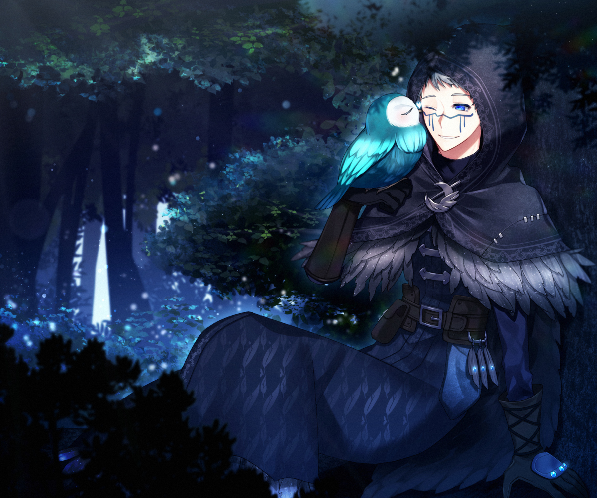 This is a pixiv picture whose title is 夜行の森.