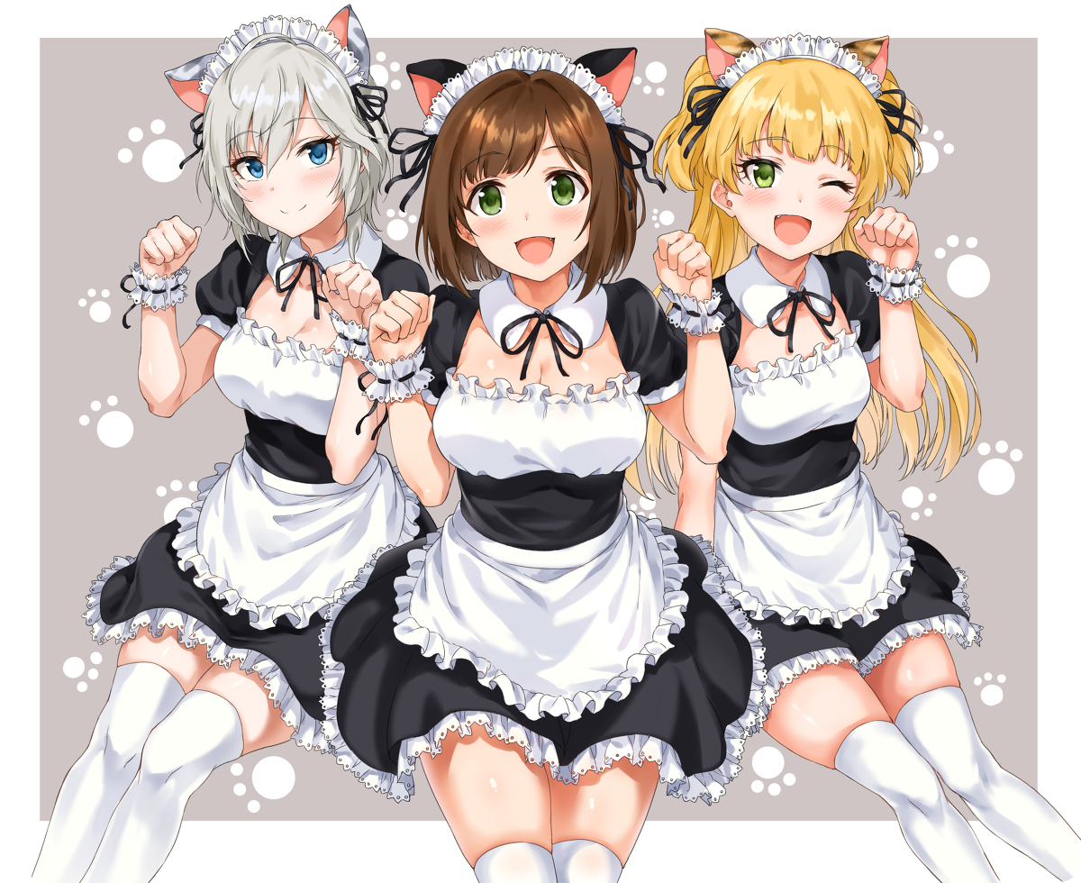 This is a pixiv picture whose title is Neko Maid♡.