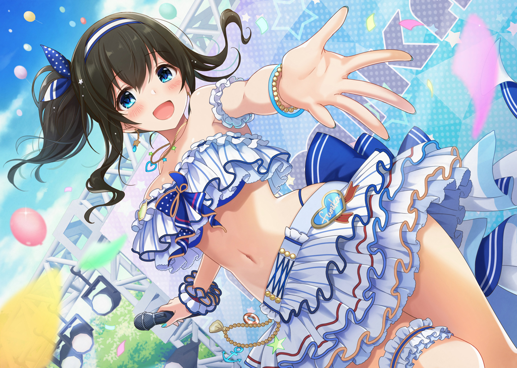 This is a pixiv picture whose title is 真夏の歌姫 文香.