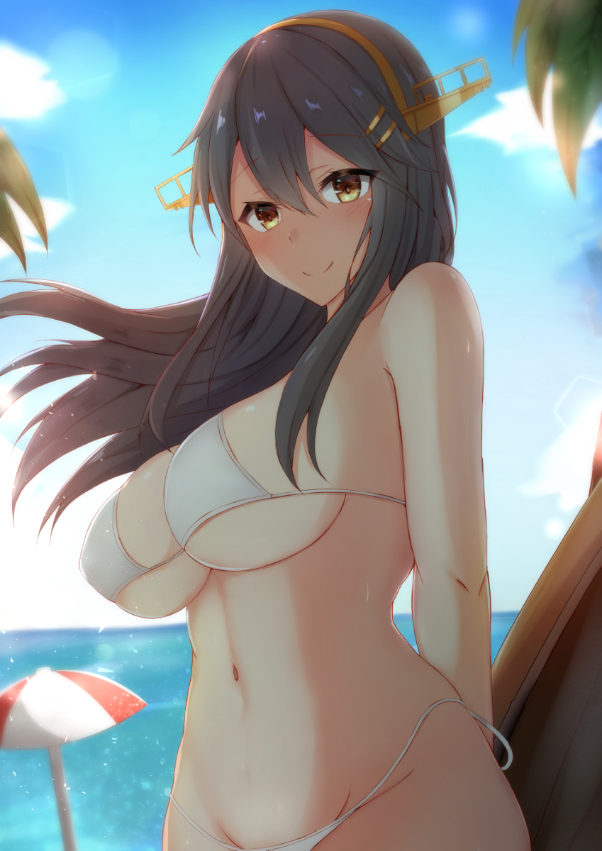 This is a pixiv picture whose title is 榛名と海へ.