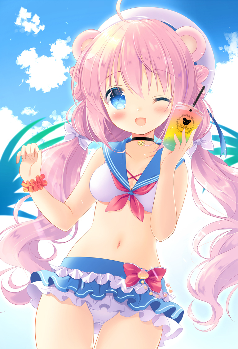 This is a pixiv picture whose title is 夏のくまさん.