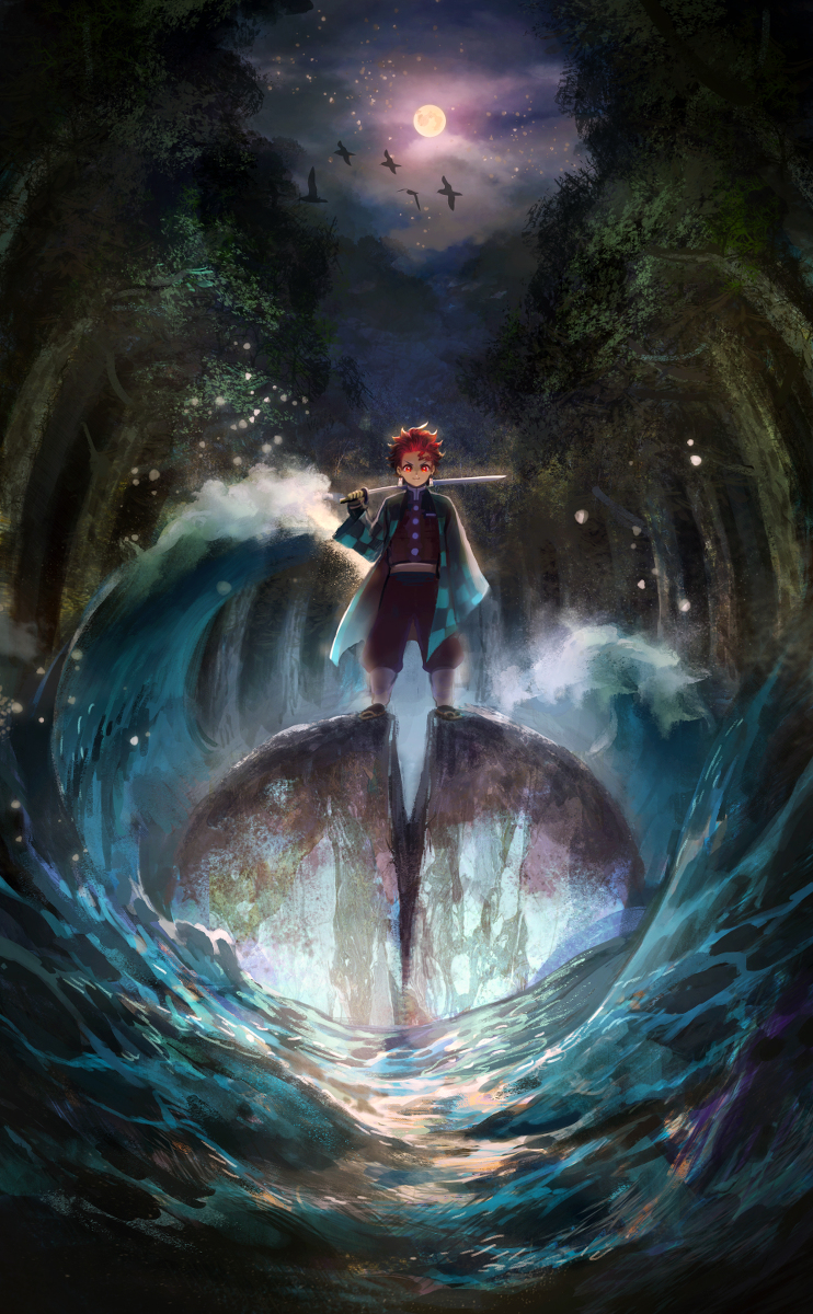 This is a pixiv picture whose title is 「鬼討つ刃は 闇夜を穿つ」【メイキングあり】.