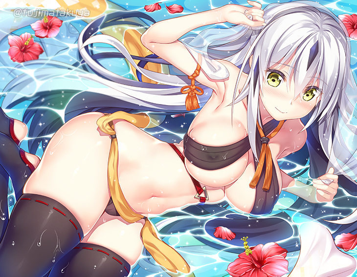 This is a pixiv picture whose title is 水浴び景虎.