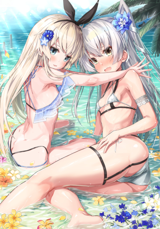 This is a pixiv picture whose title is 南の島で.