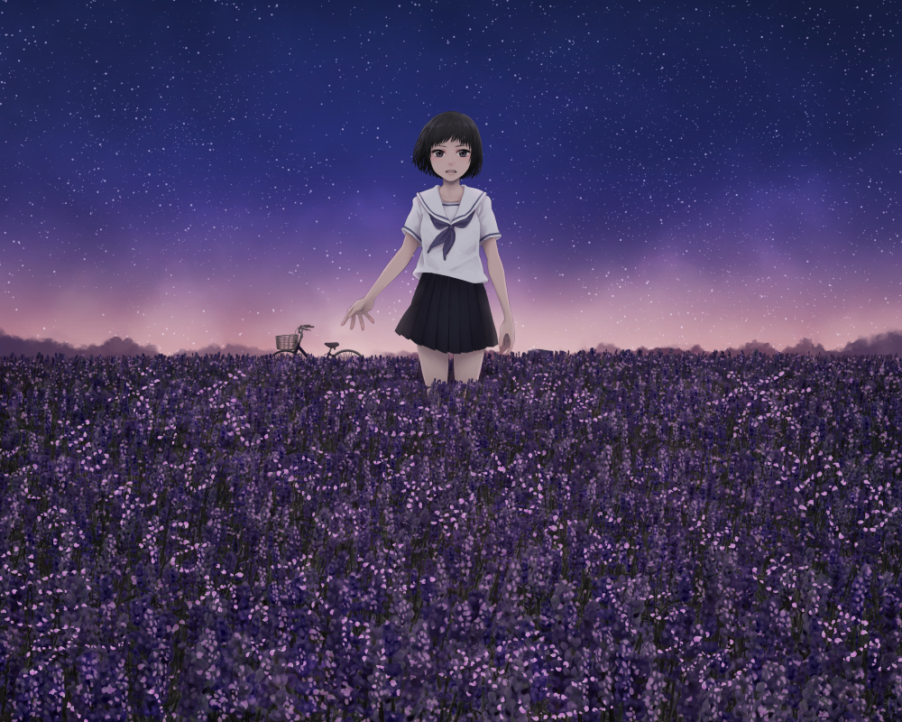 This is a pixiv picture whose title is 沈黙の花が散る頃に.