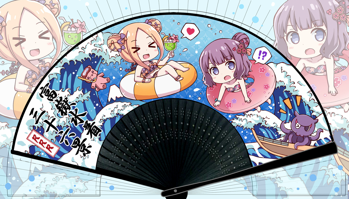 This is a pixiv picture whose title is アビーと北斎の扇子！.