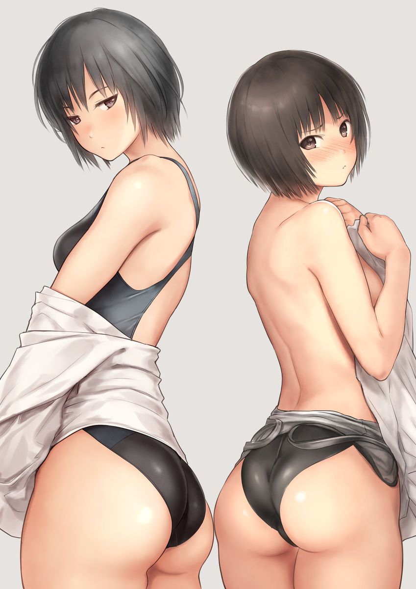 This is a pixiv picture whose title is 七咲と美也のおしり.