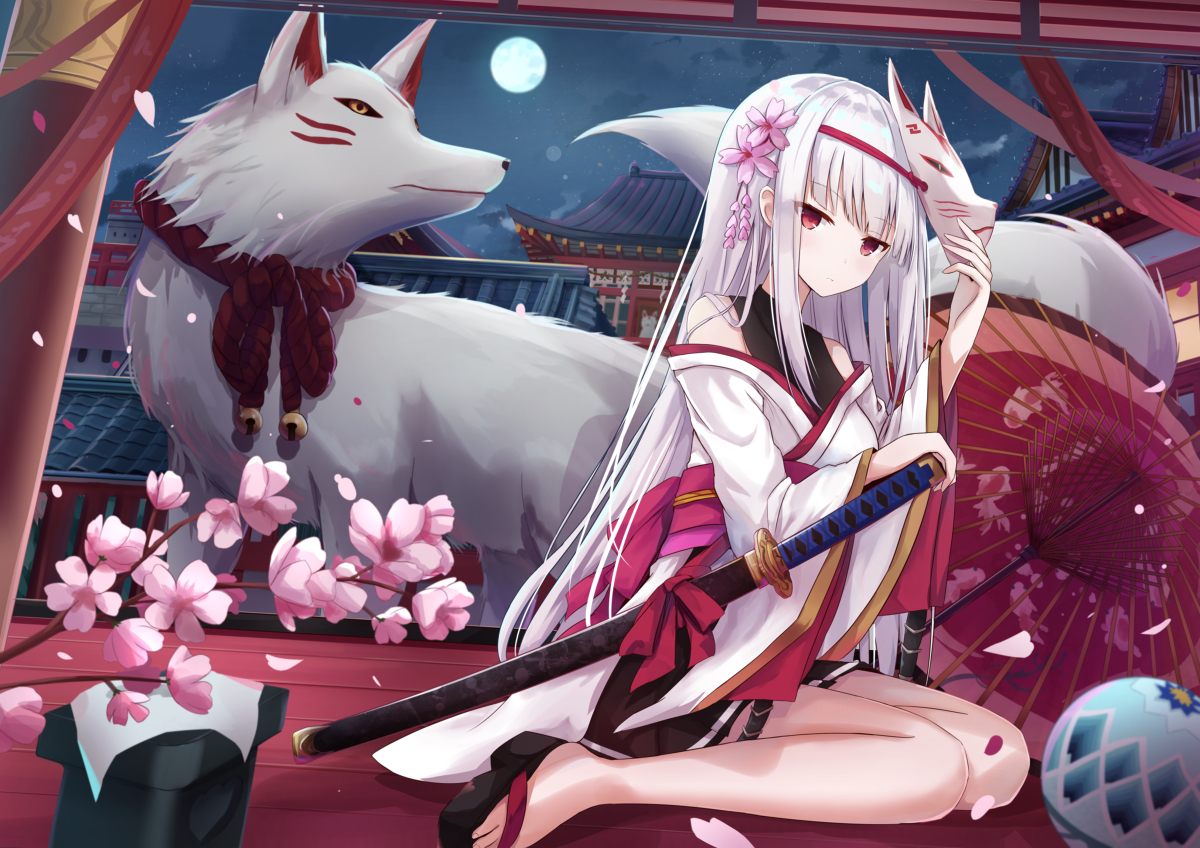 This is a pixiv picture whose title is 白狐.