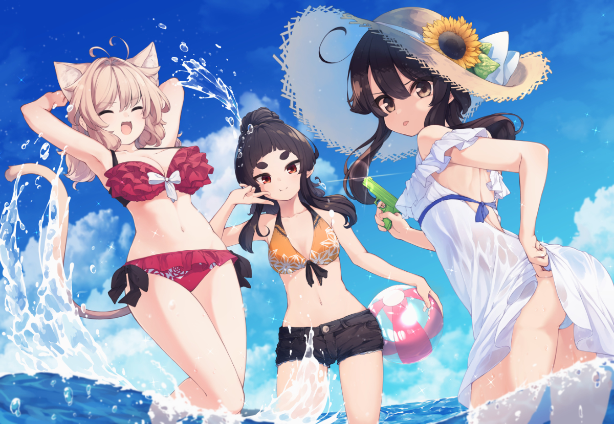 This is a pixiv picture whose title is 海ｧーーー！.