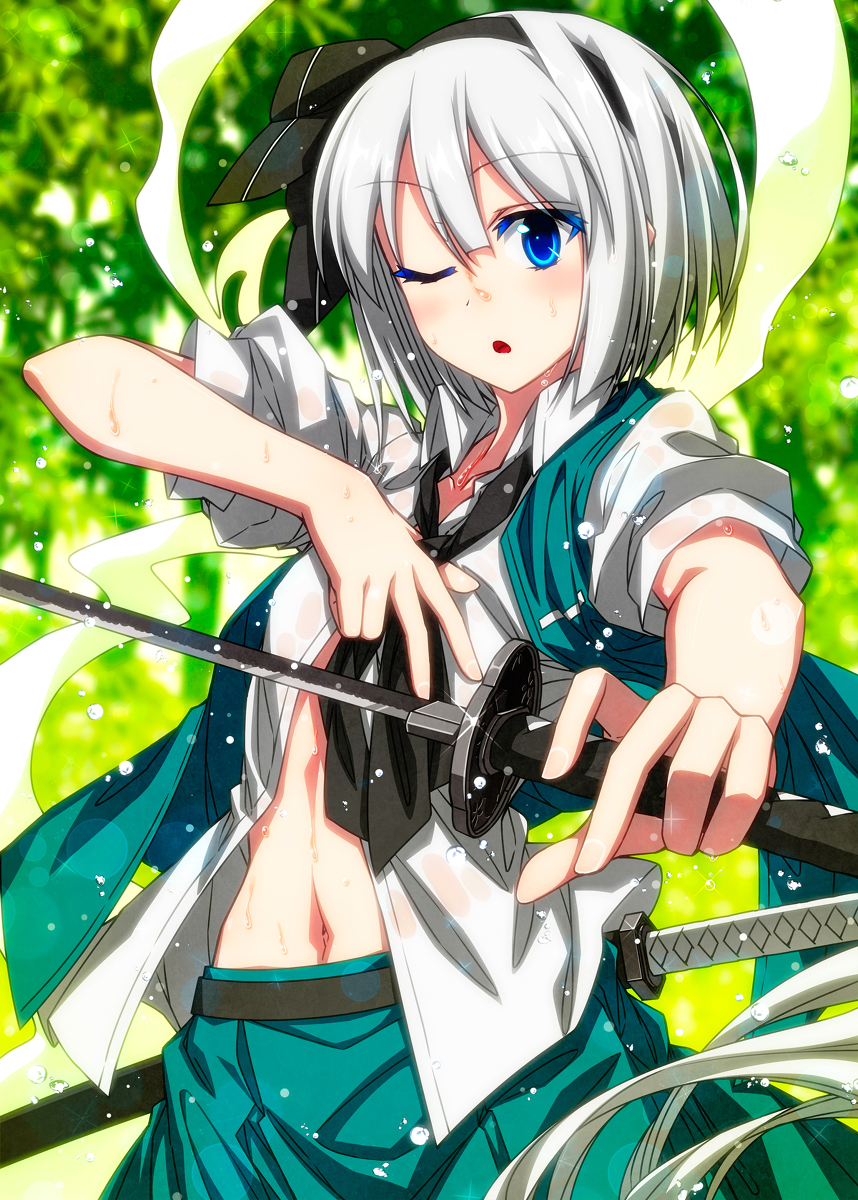 This is a pixiv picture whose title is 暑い日のお稽古妖夢ちゃん！.