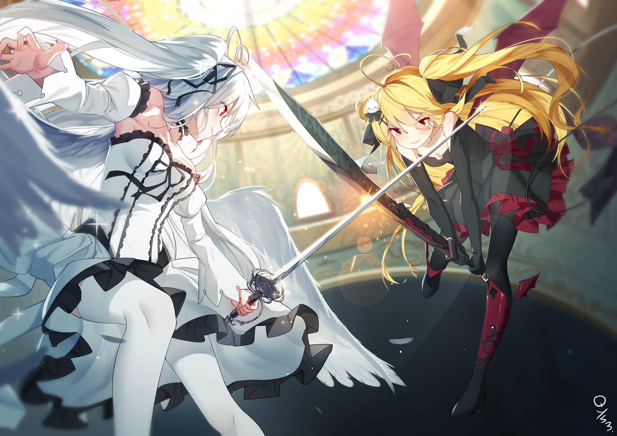 This is a pixiv picture whose title is 茶会 拼刀.
