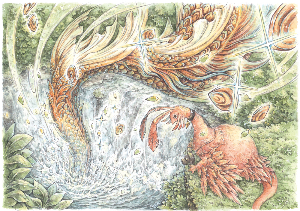 This is a pixiv picture whose title is 竜転の滝.