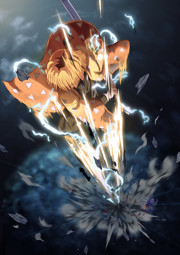 This is a pixiv picture whose title is 我妻善逸:霹靂一閃 六連.