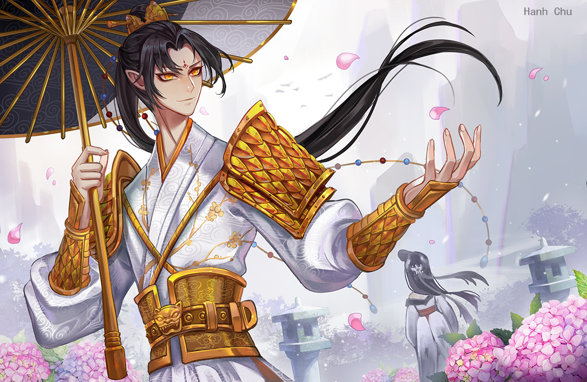 This is a pixiv picture whose title is 白黒無常.