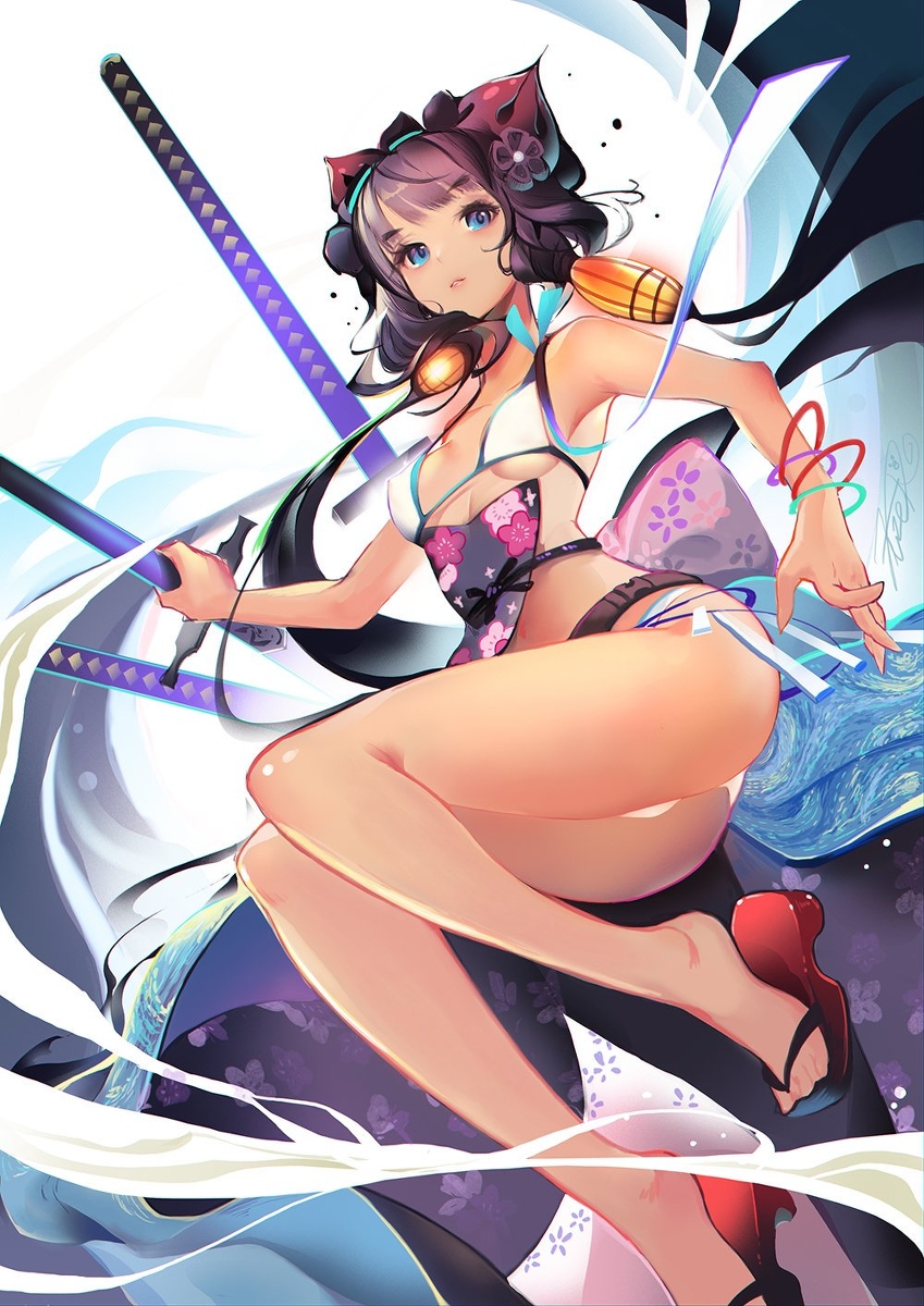This is a pixiv picture whose title is 【ラスベガス御前試合】 水着北斎ちゃん.