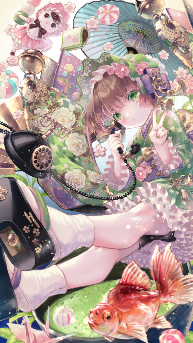 This is a pixiv picture whose title is 和菓子と抹茶のお茶会.