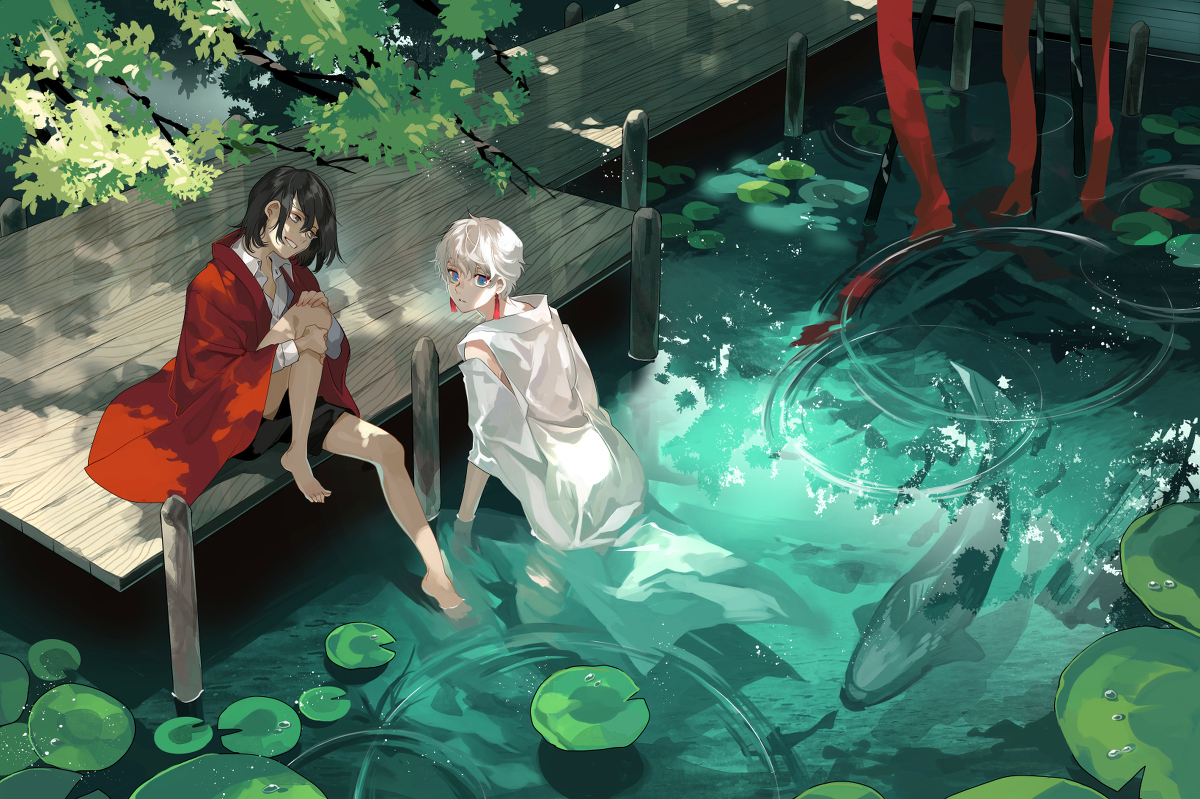 This is a pixiv picture whose title is 青時雨に会いに.