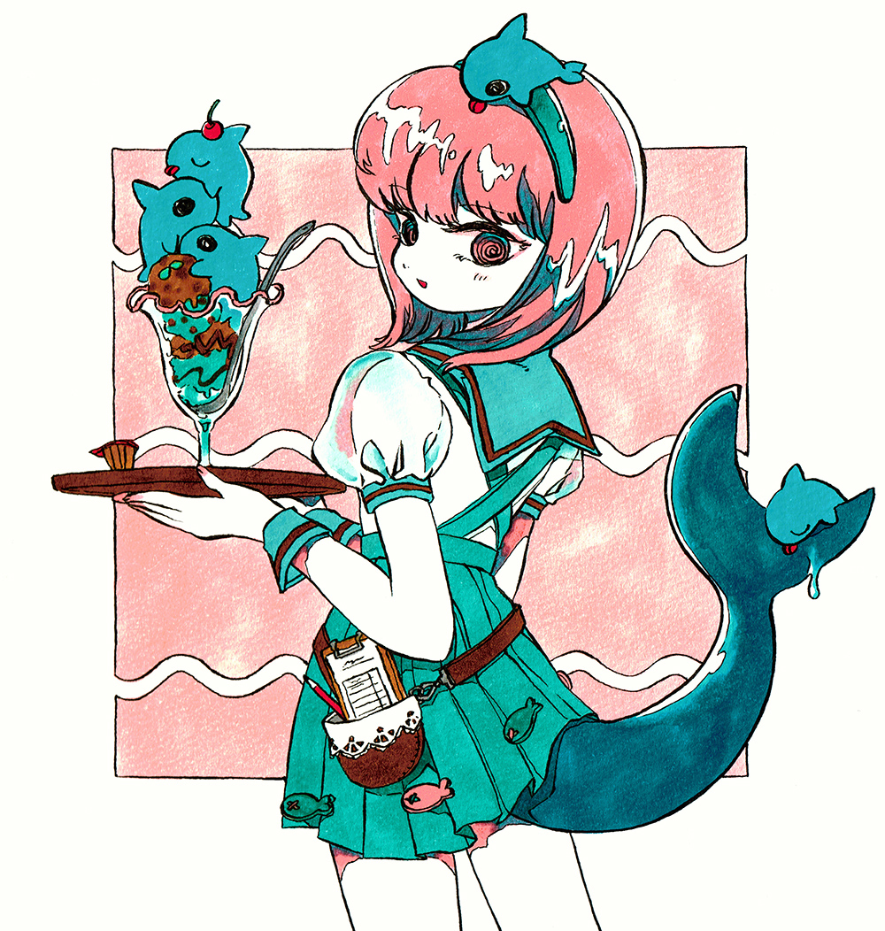 This is a pixiv picture whose title is 🦈チョコミントサメパフェ🦈.
