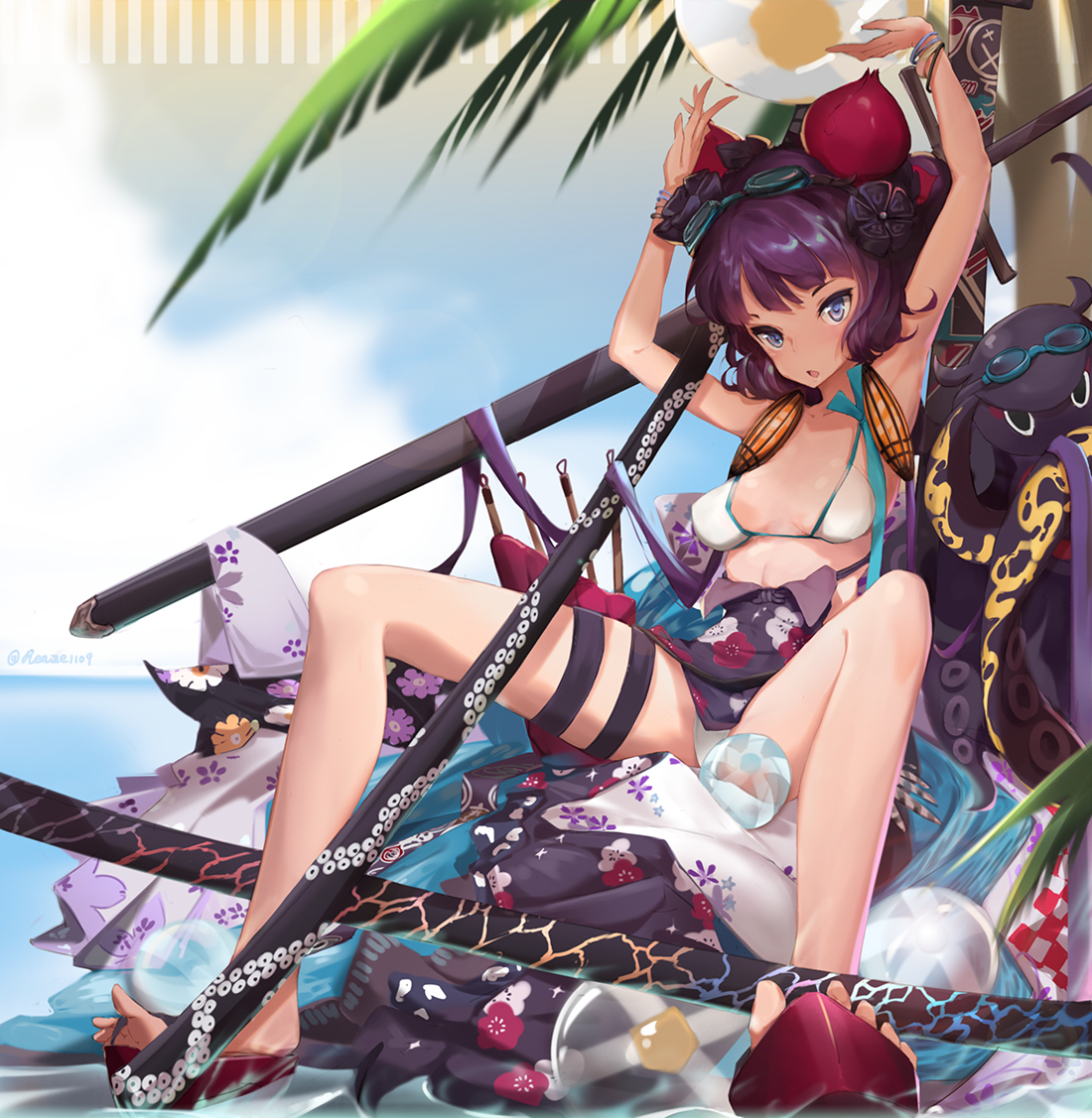 This is a pixiv picture whose title is 水着北斎.