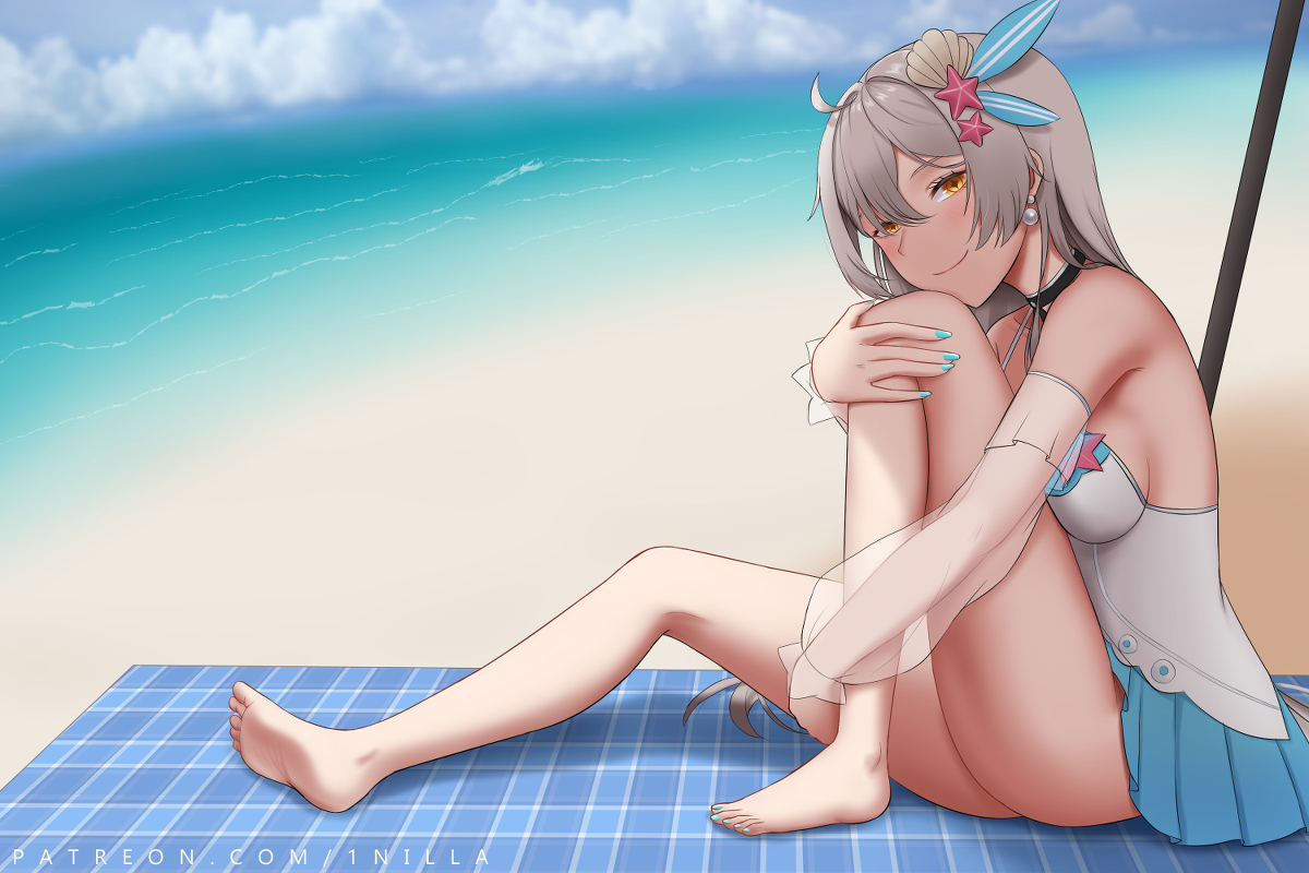 This is a pixiv picture whose title is God Kiana in swimsuit.