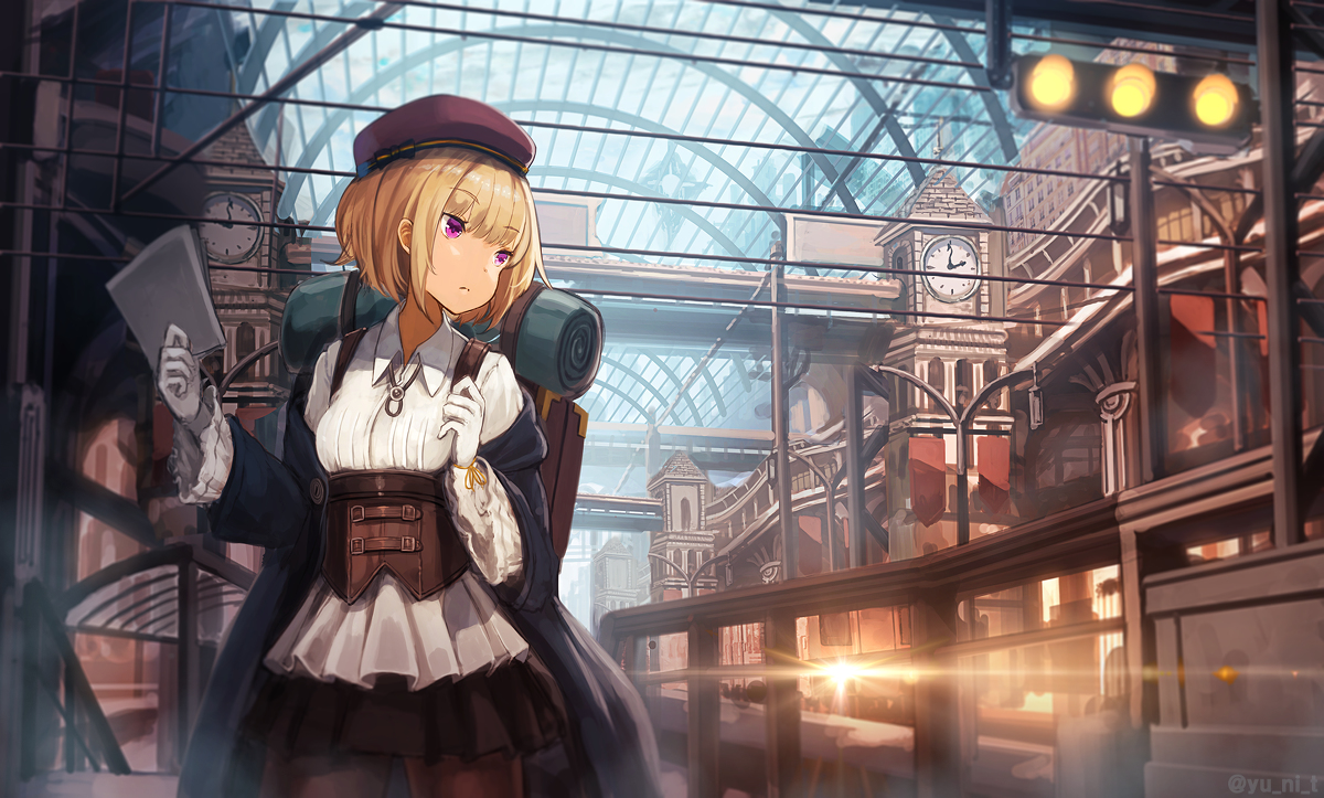 This is a pixiv picture whose title is 駅.