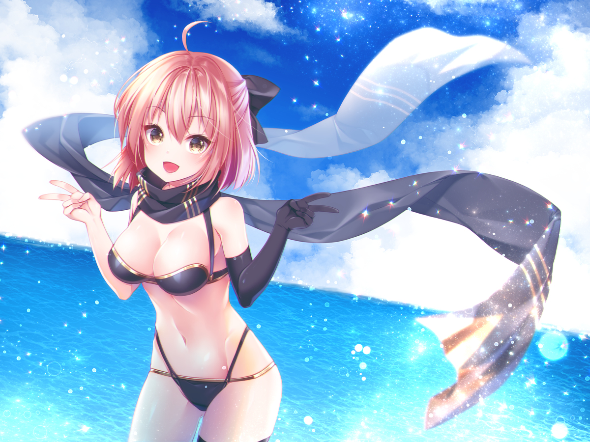 This is a pixiv picture whose title is 水着沖田さん.