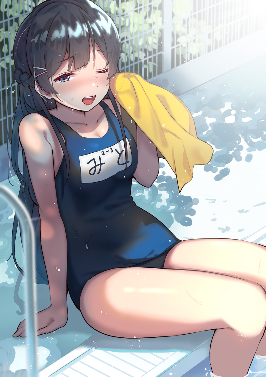 This is a pixiv picture whose title is スク水美兎ちゃん.