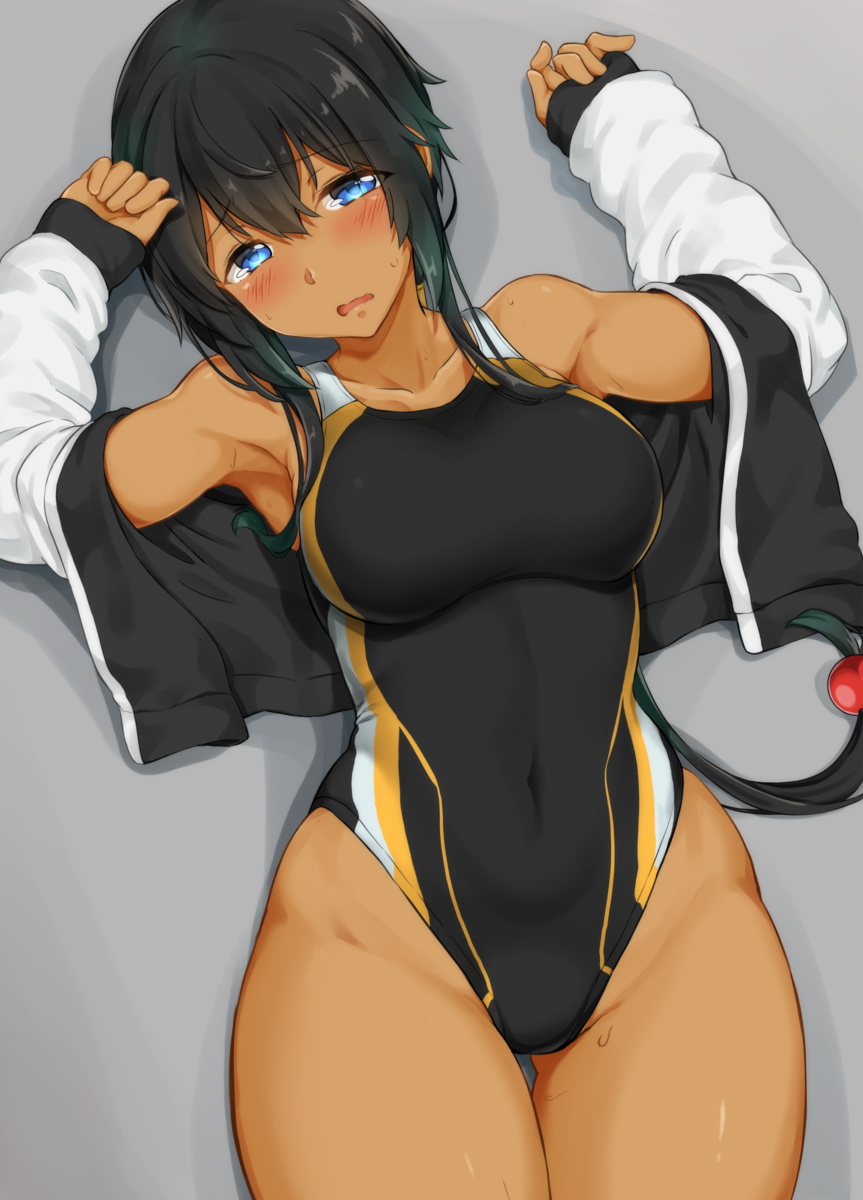 This is a pixiv picture whose title is 競泳水着マオちゃん.