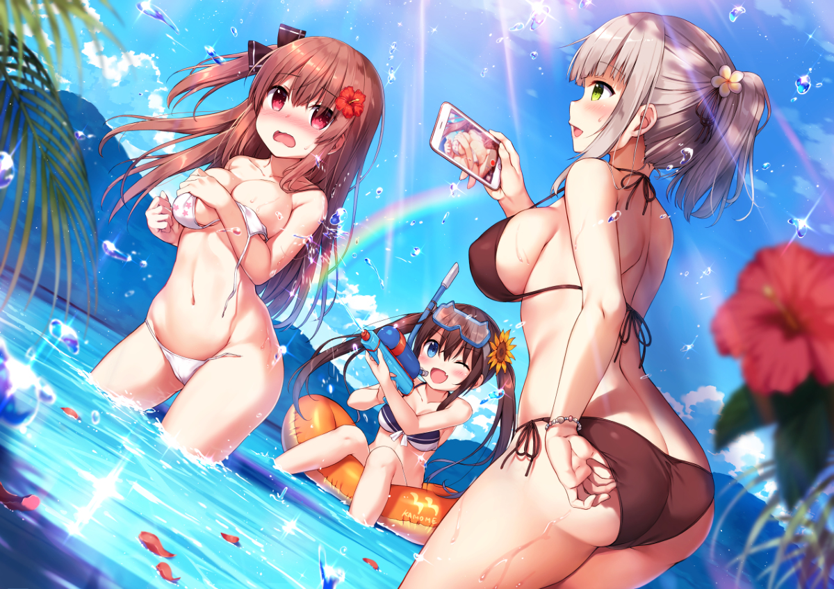 This is a pixiv picture whose title is ３人の夏.