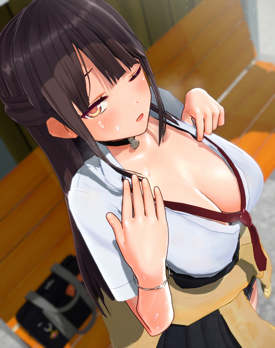 This is a pixiv picture whose title is 汗だくJK.